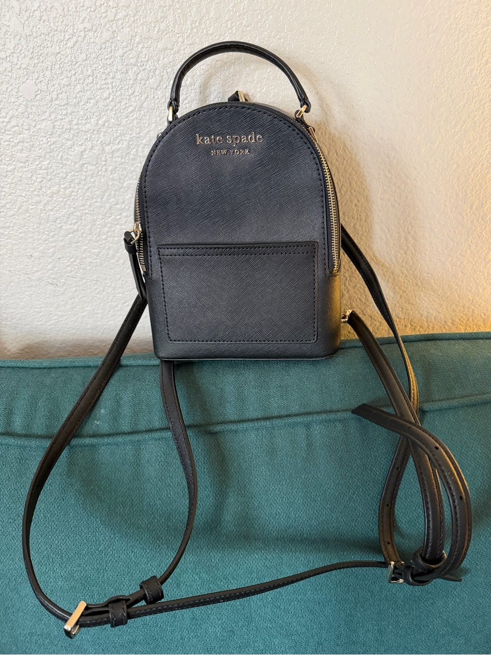 kate spade New York Black Mini Leather Backpack convertible straps